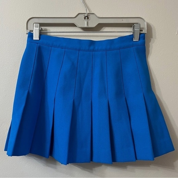 Vintage HEAD Solid ROYAL BLUE pleated mini skirt Medium BALLETCORE Barbicore - Picture 3 of 16